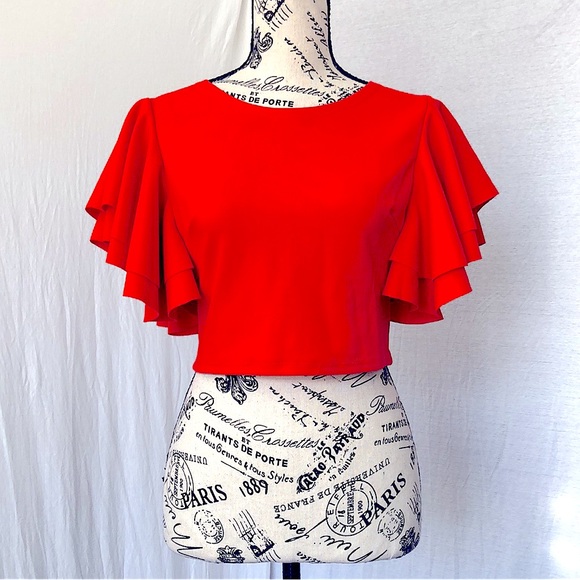 SHEIN | Flutter Sleeve Crop Top | S - Picture 1 of 3